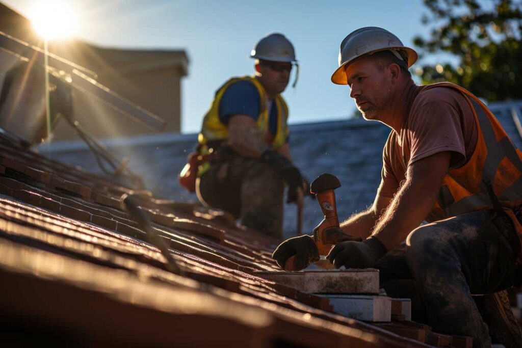 Homeowner examining roof shingles and attic insulation for signs of moisture damage.